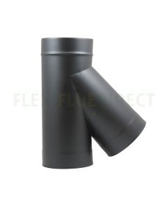 6 Black Stove Enamel Flue Pipe 45 Degree Tee / Y